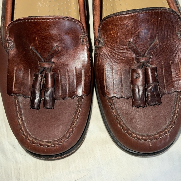 GH Bass JACKIE Leather Upper/Soles Slip-On Loafers Tassels Brown Women Size 8M - Picture 3 of 10